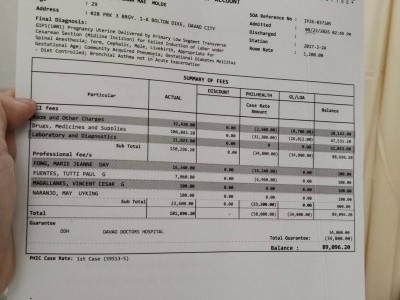 Settling hospital bill balance